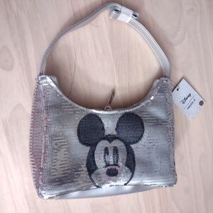 Disney Mickey Mouse Forever 21 Silver Sequin Shoulder Bag Purse Y2K